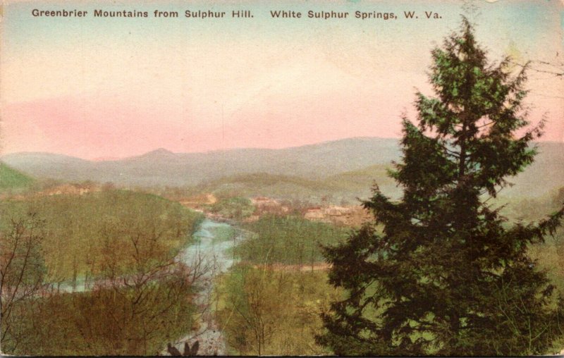West Virginia Greenbrier Mountains From Sulphur Hill Handcolored Albertype
