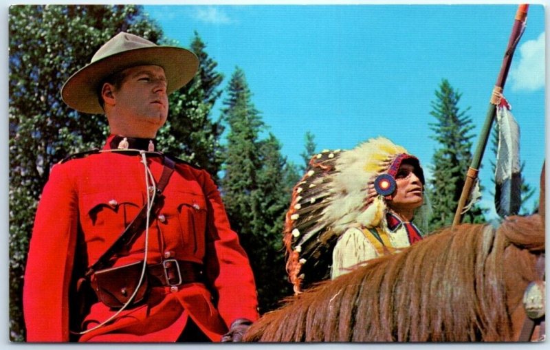 Postcard - Canadian Indian Chief & Royal Canadian Mounted Police Officer, Canada