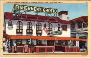 SAN FRANCISCO, CA California  FISHERMAN'S GROTTO  1951 Linen Roadside Postcard