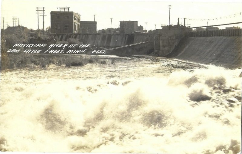 RPPC Mississippi River at the Dam Little Falls Minnesota