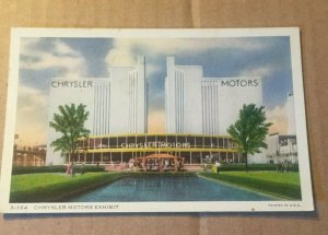 VINTAGE UNUSED POSTCARD CHRYSLER MOTORS EXHIBIT 1934 CHICAGO INTERNATIONAL EX.