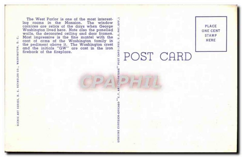 Old Postcard West Parlor Mt Vernon Go Washington