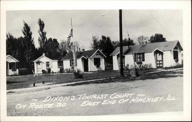 Hinckley Illinois I Dixon's Tourist Court Route 30 Motel RPPC Vintage Postcard