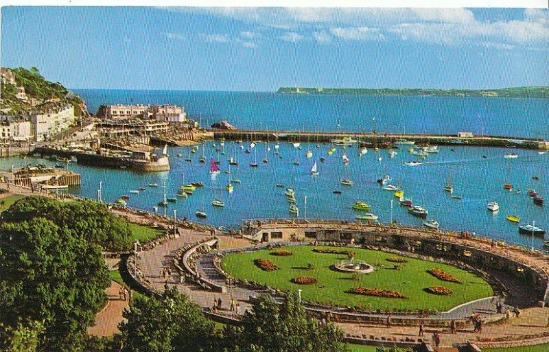 Devon Postcard - Princess Gardens & Harbour from Rock Walk - Torquay   ZZ12