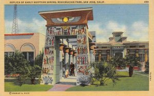 SAN JOSE, CA California EGYPTIAN SHRINE REPLICA~Rosicrucian Park c1940s Postcard
