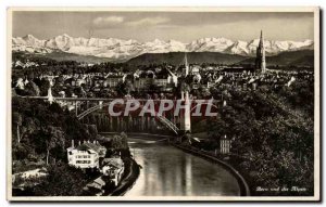 Old Postcard Bern and the Alps