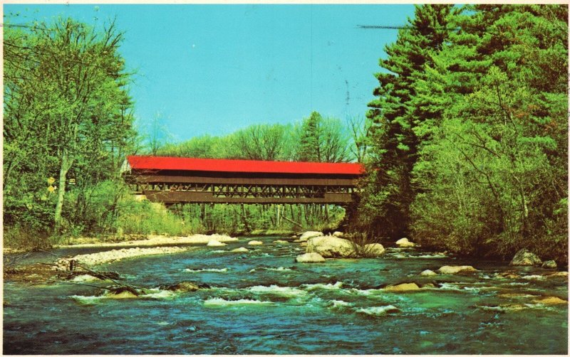 Vintage Postcard 1984 Covered Bridge Over The Swift River Conway New Hampshire 