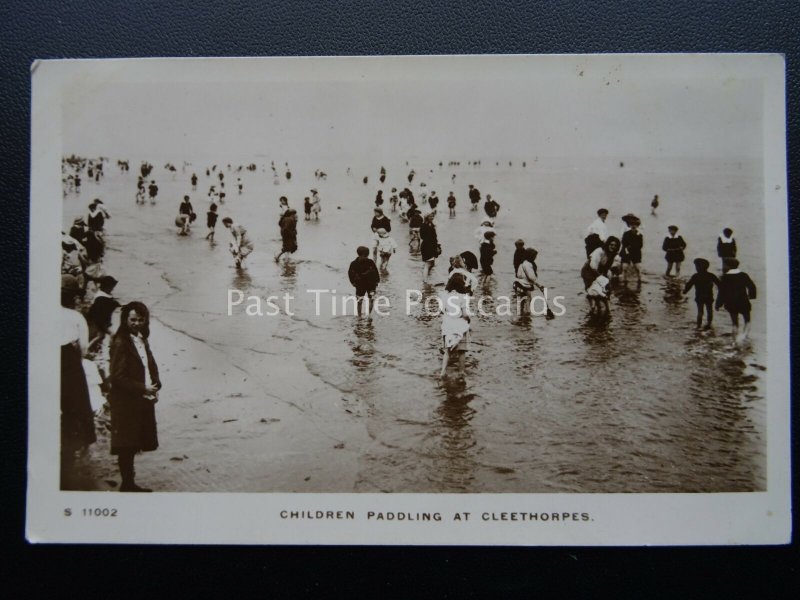 Lincolnshire CLEETHORPES Children Paddling c1913 RP Postcard by Kingsway S11002