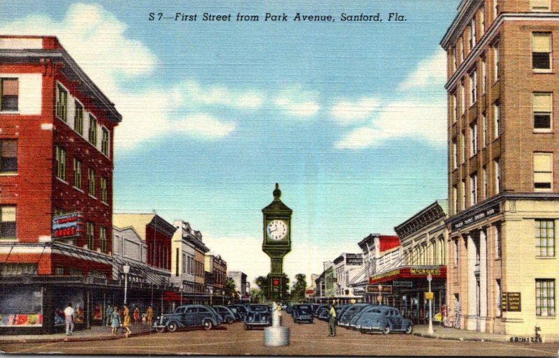 Florida Sanford First Street From Park Avenue Curteich