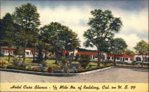 Redding California CA Hotel Casa Blanca c1940s-50s Linen Postcard