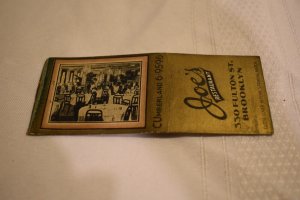 Joe's Restaurant Brooklyn New York Bobtail 20 Strike Matchbook Cover