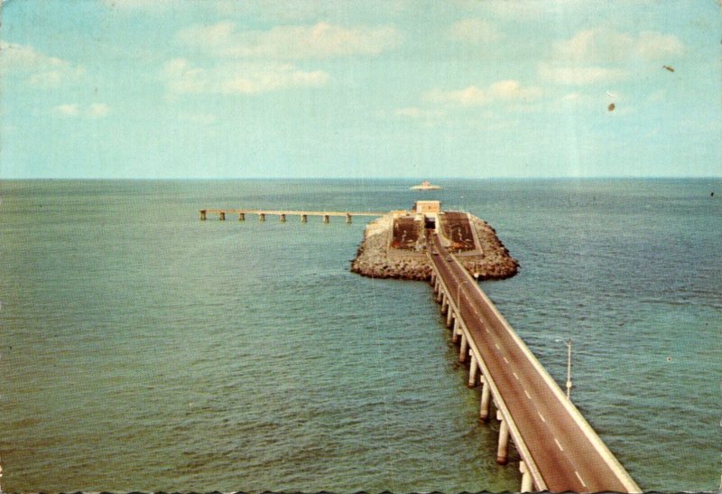 Virginia Chesapeake Bay Bridge-Tunnel Aerial View Of Sea Gull Fishing Pier