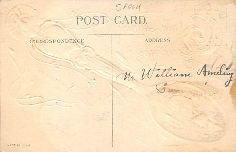 Spoon Post Card Thanksgiving Greetings Souvenir Writing on Back