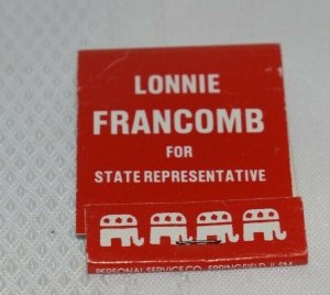 Lonnie Francomb for State Representative Republican Elephant 20 Strike Matchbook