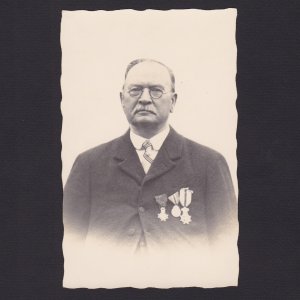 Real photo postcard, RPPC, WWI, old man with medals, Uniform