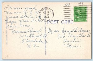 1944 Greetings From Charleston Dome Tower West Virginia Correspondence Postcard