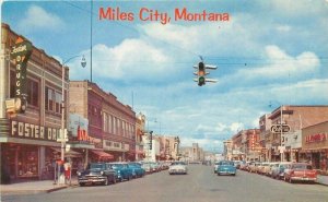 Miles City Montana East Main Street autos Roberts 1950s Postcard 21-5797
