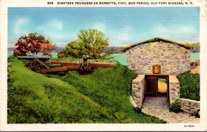 Linen PC Eighteen Pounders En Barbette Civil War Period Fort Niagara, New York