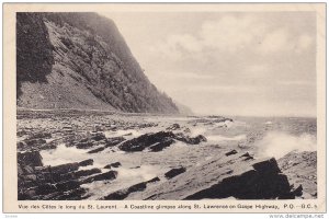 A Coastline Glimpse Along St. Lawrence On Gaspe Highway, Quebec, Canada, 1910...