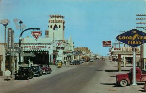 1950s Railroad Avenue, Lordsburg New Mexico Vintage Postcard - Chevron, Cars