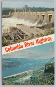 Bonneville WashingtonDamColumbia RiverAerial ViewVintage Postcard