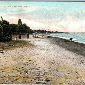 1908 Port Huron, Mich. Huronia Beach People Picnic Beautiful Postcard Cancel A66