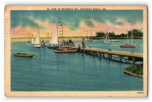 1941 View Of Rehoboth Bay Postcard Beach Delaware Pier Boats 