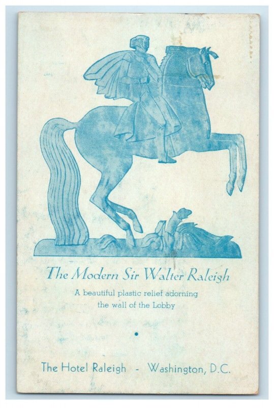 1938 The Modern Sir Walter Hotel Raleigh Washington D.C. Vintage Postcard