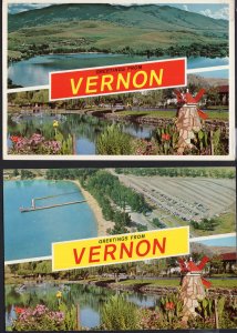 Lot of 2 British Columbia ~ VERNON Split Views - Cont'l 1980s 1990s