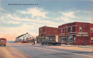 Ocean Drive South Carolina Main Boulevard Griste's Drug Store Vintage PC U1205