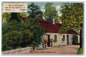 1942 Robert Burns Cottage House Garden Scene Atlanta Georgia GA Vintage Postcard 