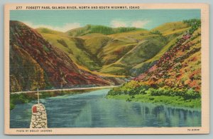 South Highway Idaho~Foskett Pass~Salmon River~Vintage Postcard