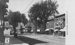 Springfield VT Main Street Storefronts Shoe Repair Real Photo Postcard