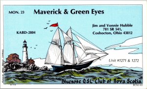 Lighthouses QSL Card Maverick & Green Eyes Jim & Vonnie Hubble KABD-2804 Ohio