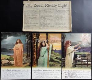 Bamforth Song Cards LEAD KINDLY LIGHT + Original Envelope Set of 3 No 5015/1/2/3