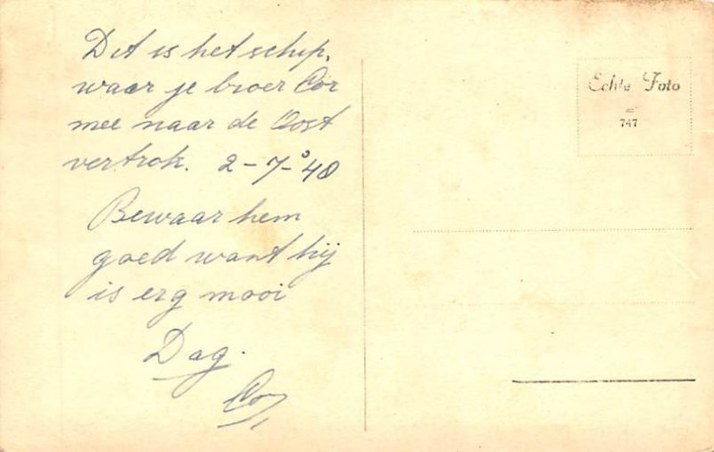 SS Waterman Real Photo Writing on back, missing stamp 