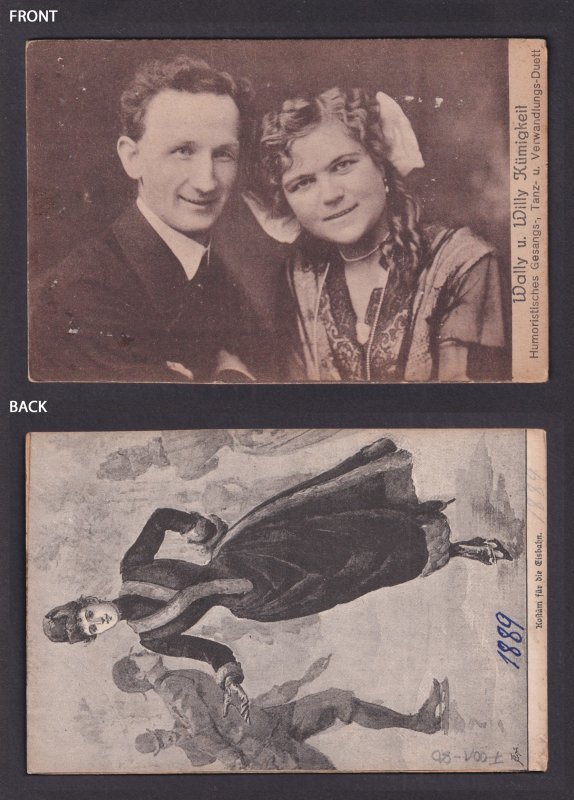 Vintage postcard Germany Circus Wally & Willy Kümigkeit Comic Singing Dance Duet