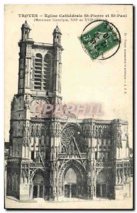 Postcard Old Troyes Cathedral Church of St. Peter and Paul