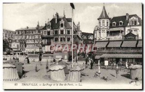 Old Postcard Trouville Beach and paris street