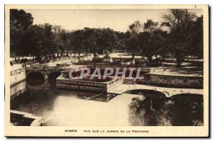Postcard Old Nimes View Fountain Garden