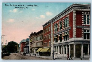 Montpelier Vermont VT Postcard State Street From Main Street Looking East 1919