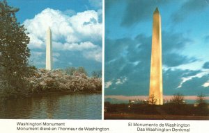 Postcard Washington Monument Granite Shaft Day And Night Washington DC