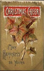 Christmas Embossed Leafs c1910 Postcard