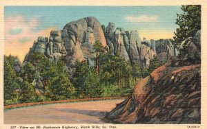 Vintage Postcard View On Mt. Rushmore Highway Scenic Black Hills South Dakota SD