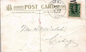 Comic - Drunk Man - An early morning song bird - Embossed - in 1909