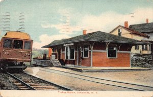 J72/ Jordanville New York Postcard c1910 Trolley Railroad Depot 47