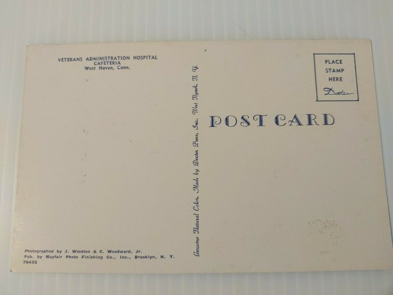 Vintage Postcard Veteran Administration Hospital Cafeteria West Haven Conn  428