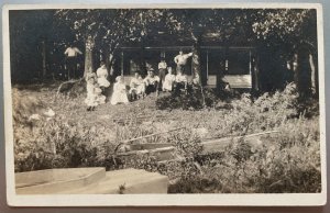 Vintage Postcard 1913 Family Real Photo Eberlein Park Shawano, Wisconsin WI