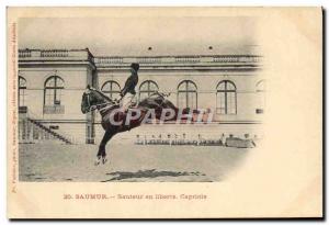 Old Postcard Horse Riding Equestrian Jumper in Saumur Capriole freedom