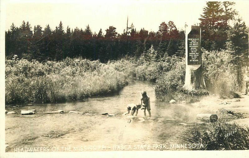 Minnesota Headwaters Mississippi River Itasca Nadeau RPPC Photo Postcard 22-2447